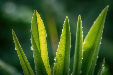Pale green banana leaf sprouts featuring crosswise veins
