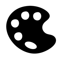 Fototapeta premium Black silhouette of a painter's color palette with paint reservoirs