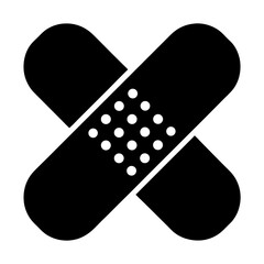 Black and white image depicting two bandages in a cross shape