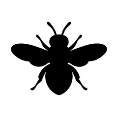 A stylized silhouette of a honeybee with wings, legs and antennae