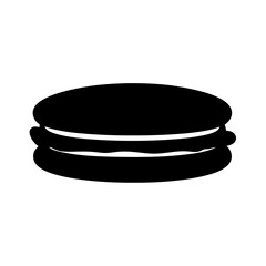 Silhouette of a Delicious Macaron Cookie Treat Isolated on White Background