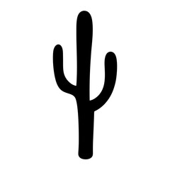 Obraz premium Silhouette of a saguaro cactus on a white background is isolated