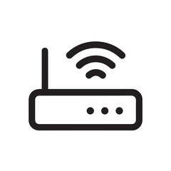 Router Device Icon, Modern Wireless Internet Router Symbol with Antenna Outline for Networking