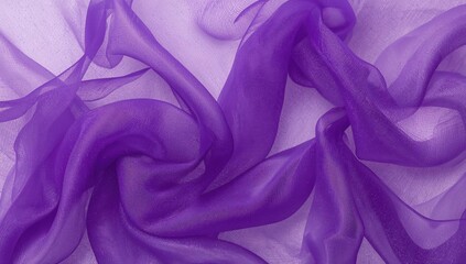 Abstract purple organza textile pattern with waves and light effects