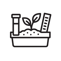 Soil Test Kit Icon, Agriculture Science Line Vector