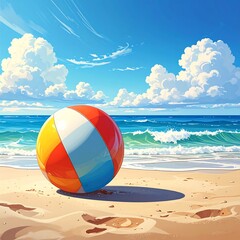 Beach Ball Bliss - A Sunny Day at the Shore.