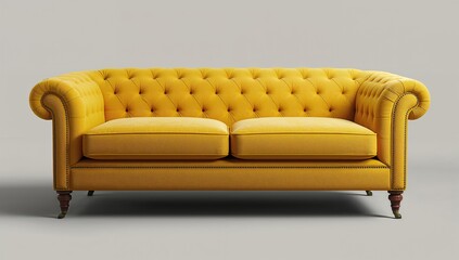 Vintage yellow couch with cutout background