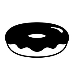 A single doughnut icon with dark icing and a white background