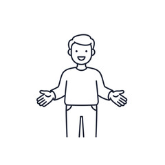 Happy man with open arms line icon concept.