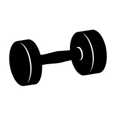 Black and white silhouette of a dumbbell used in weightlifting routines