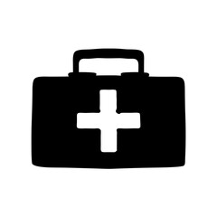 First aid kit icon in simple black color medical bag symbol