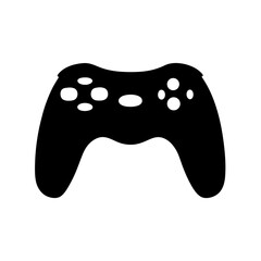 Black and white silhouette of a classic video game controller illustration