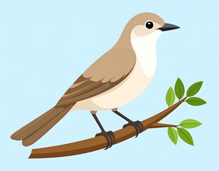 Bird on Branch Illustration - A Peaceful Nature Scene.