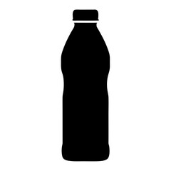 Isolated black silhouette of a plastic bottle for water or juice