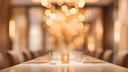 Elegant Dining Table with Golden Bokeh