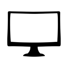 A Simple Black and White Drawing of a Desktop Computer Monitor