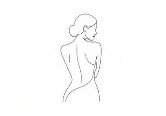 Fototapeta premium Back view of a woman with hair bun isolated on white background