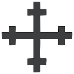 Obraz premium Jerusalem Cross Christian symbol hand drawn silhouette illustration