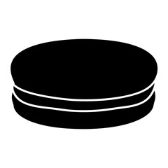 Simple black and white representation of a sweet macaron dessert item