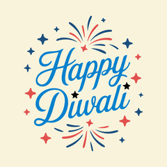 Happy diwali celebration with fireworks and stars.