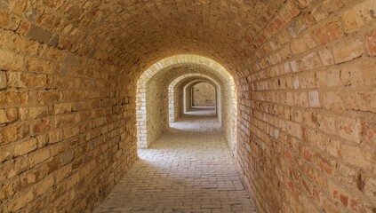Obraz premium Ancient underground passageway beneath historic town streets