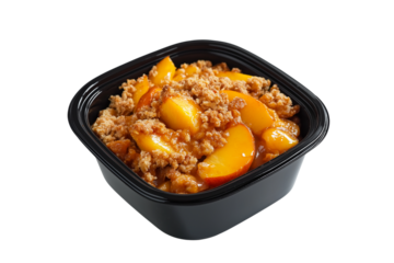 Peach Cobbler in Black Container, Isolated on Transparent Background