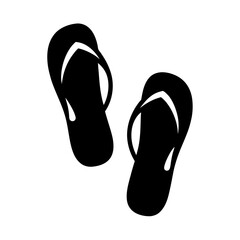 A minimalist silhouette of a pair of casual black flip flops footwear