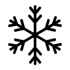 Simple minimalist symmetrical black snowflake with a white background for winter