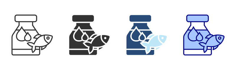 Fish Oil Icon Set. Designed In Multi Style