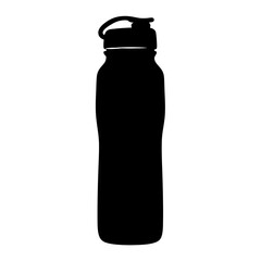 Black silhouette of a reusable water bottle against a white background, minimalist