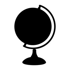 Black and white silhouette image of a classical globe on a stand