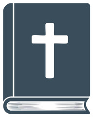 Simple Christian holy book icon with a cross symbol on the cover minimal vector illustration