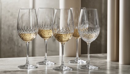 Upside-down arrangement of crystal glassware