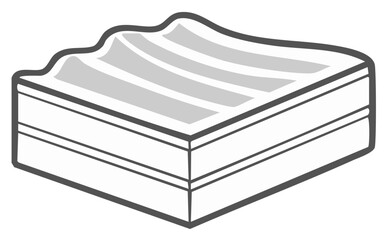 Illustration of a layered mattress with wavy top surface and horizontal stripes
