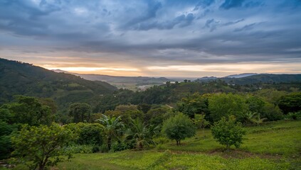 Scenic Mountain View at the Beginning of the Rainy Season