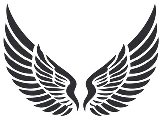 Obraz premium Elegant Stylized Black Feathered Wings Vector Graphic Illustration Isolated