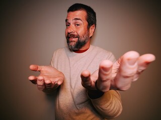 Six-Seven 6-7 67 Meme Trend - Middle Aged Dad Demonstrating Gestures Involved with Latest Craze...