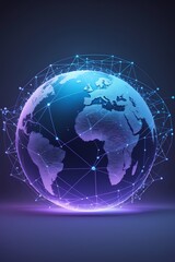 Fototapeta premium professional photo of a flat illustration of a vibrantly glowing globe with intricate data lines and nodes surrounding it representing the complex interconnectedness of global markets set against a da