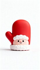 Small Santa glove with cute face 3D Christmas toy soft matte texture minimal festive decor