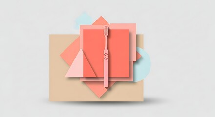 Single Toothbrush Centered on Geometric Shapes with Soft Pink Tones