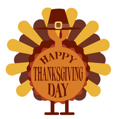 Illustration of festive turkey wearing  pilgrim hat with empty space for text. Perfect for Thanksgiving banners, invitations, posters, and seasonal promotions.