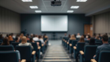 Fototapeta premium Blurry auditorium setting suitable for presentations, ideal for meeting or seminar event