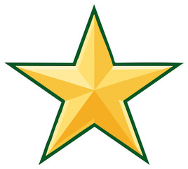 Fototapeta premium Golden star with green outline, symbol of achievement or quality in design.