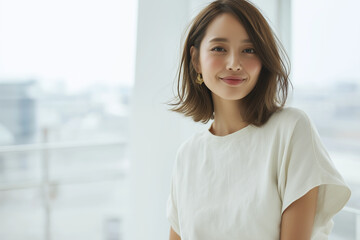 午後の光に包まれて ― 柔らかく微笑む女性の顔