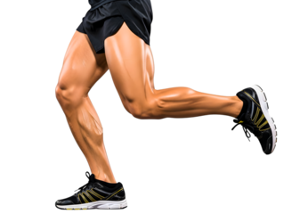 Muscular legs of a runner isolated on transparent background
