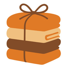 Vector illustration of folded towels or blankets tied with ribbon bow, cozy home decor