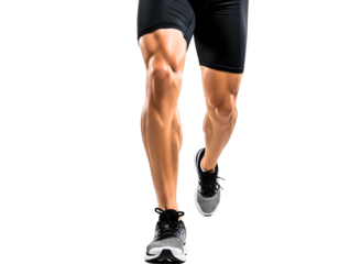 Muscular legs of a runner isolated on transparent background