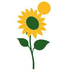 Vector illustration of stylized sunflower turning toward the sun, nature concept