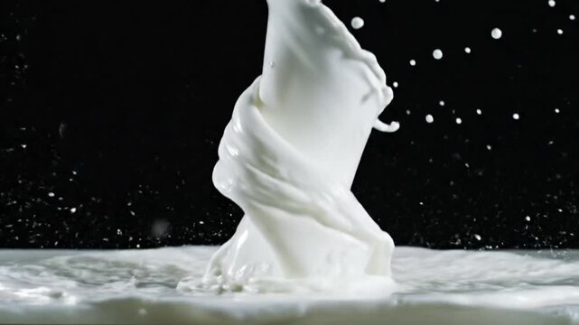 "Dynamic Milk Splash on Isolated Background: High-Speed Photography with Abstract and Playful Composition"