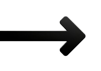A sleek dark gray arrow pointing to the right isolated on transparent background